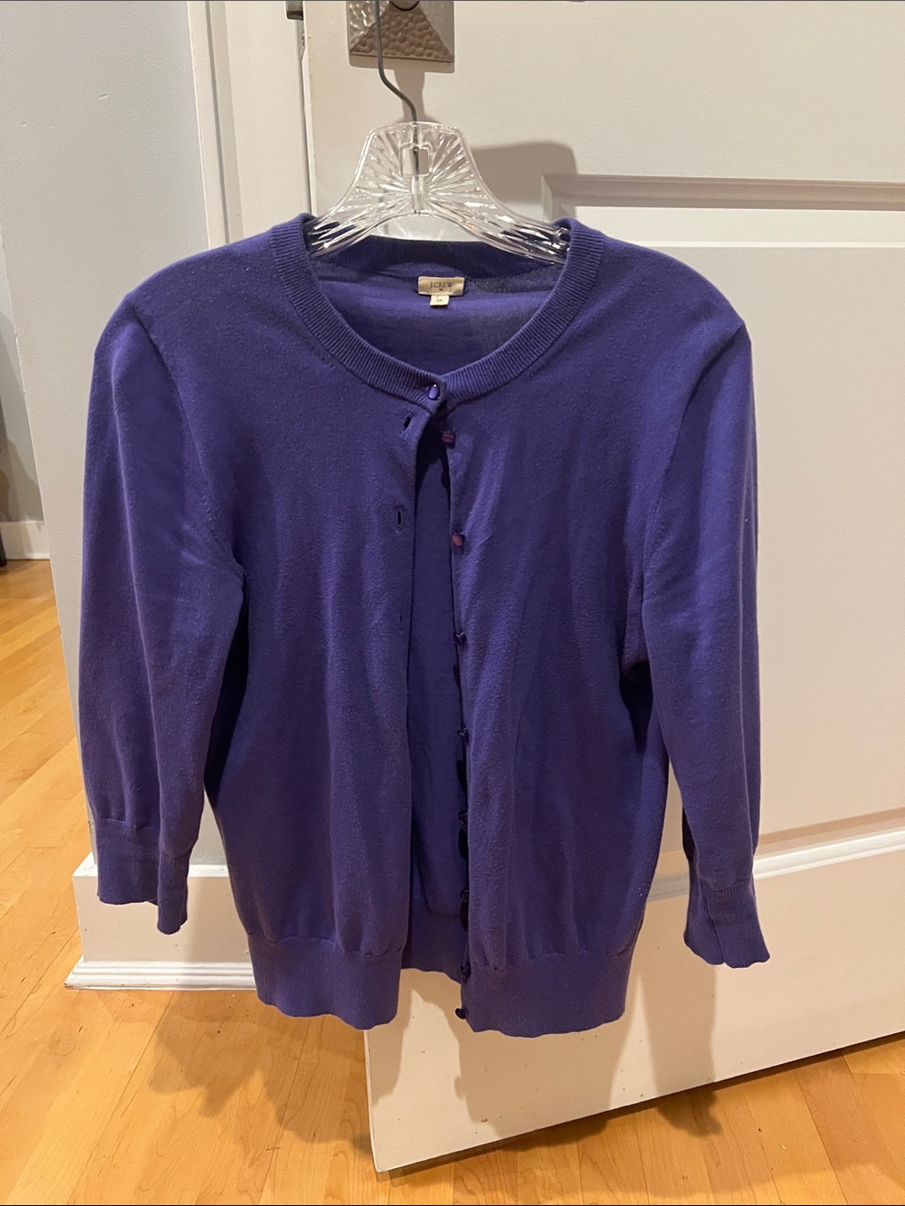 J. Crew Purple Button-Front Crewneck Cardigan, Sz M